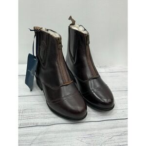 NEW Mountain‎ Horse Aurora Boots Womens 5 Winter Paddock Brown Leather Front Zip